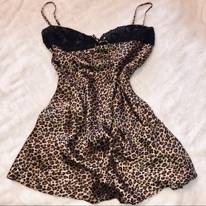 Vintage Lace Cheetah Print Slip Dress
